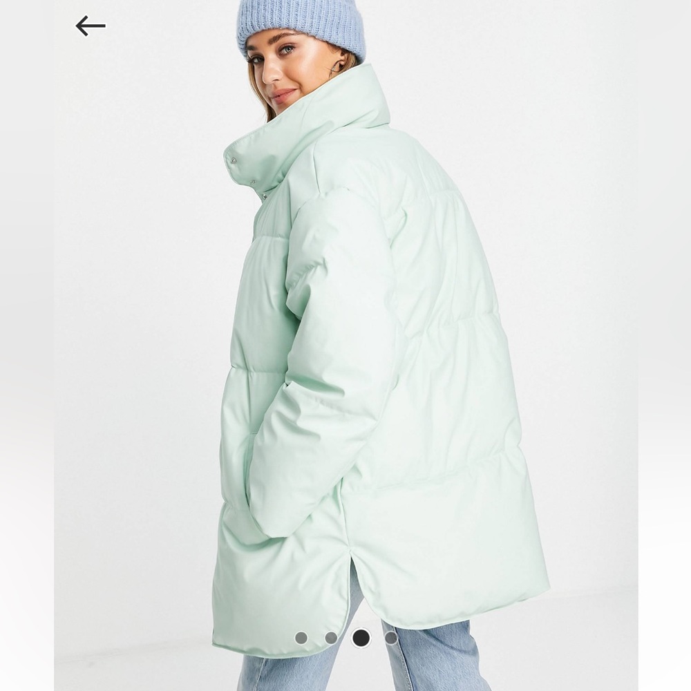 ASOS DESIGN rubberized oversized puffer jacket in mint